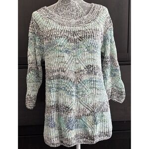 J.‎ Jill Women's 3/4 Sleeve Cotton Loose Large Knit Sweater Size XL Multicolor